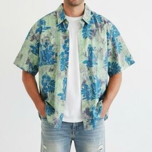 Rum Reggae Vintage 90s Single Stitch Hawaiian Floral Button Down Shirt Large